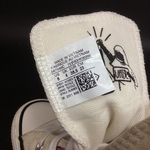Converse CTAS-Women's 6-Girls Unite- Off-White -Colored Word Graphic-Hi- 567999C - Picture 11 of 11